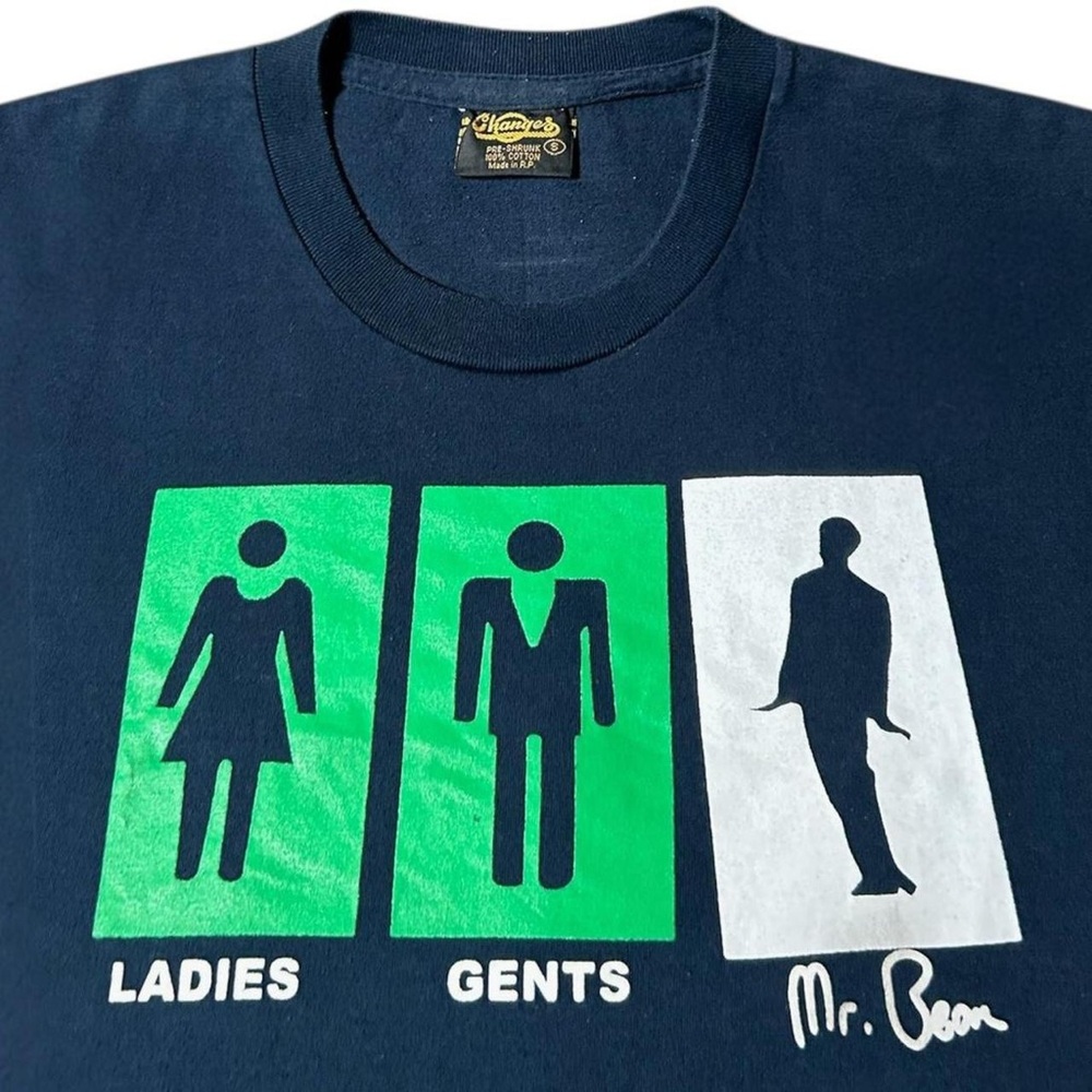 Vintage 90s Mr Bean Comedy Movie Promo T Shirt Navy Blue